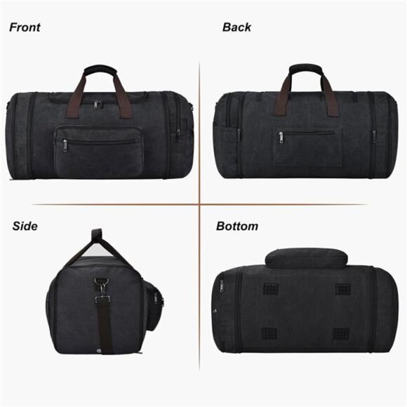 Mens duffle bag large 60L canvas travel gym carry on weekender overnight bag - Picture 3 of 7